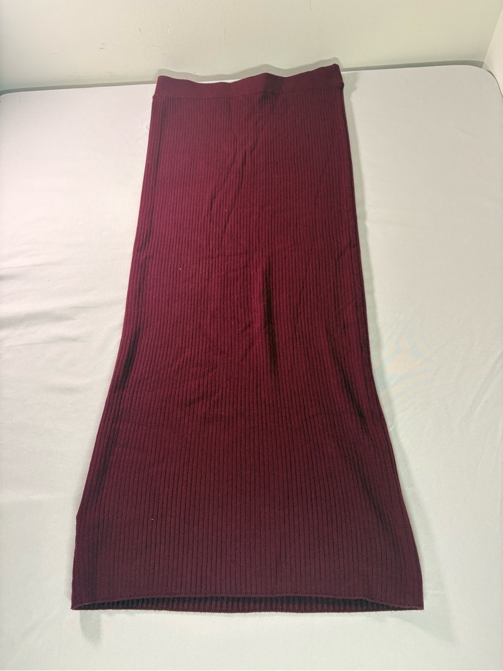 LOFT Ribbed Maxi Skirt - Deep Burgundy